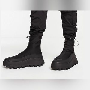ASOS DESIGN chunky zip-up sock boots in black neoprene - Brand New.